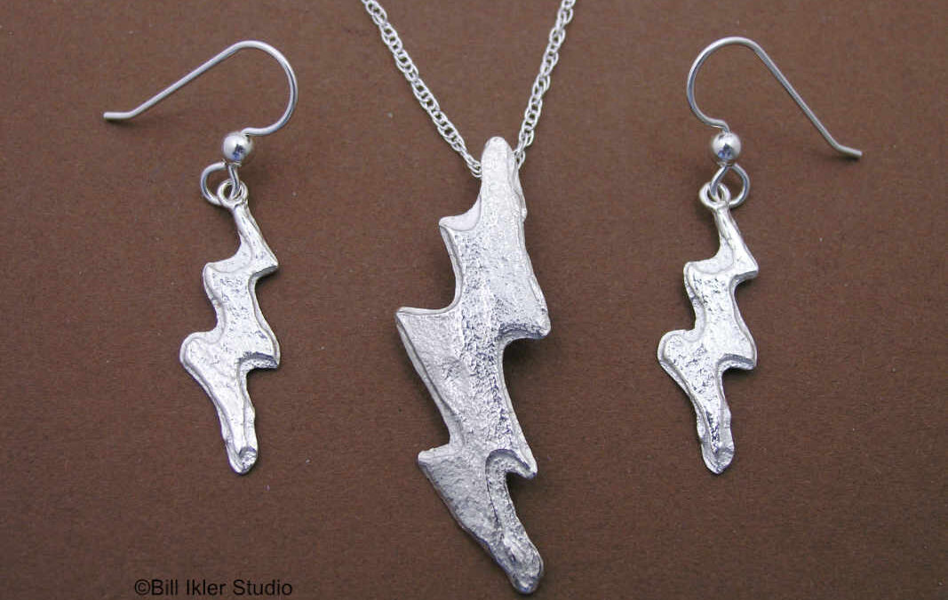 Lightning Bolt Pendant and Earrings